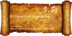 Vitkovits Szendike névjegykártya